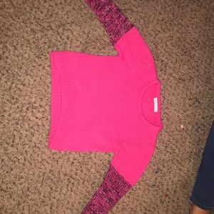 Pink sweater sparkly black selves